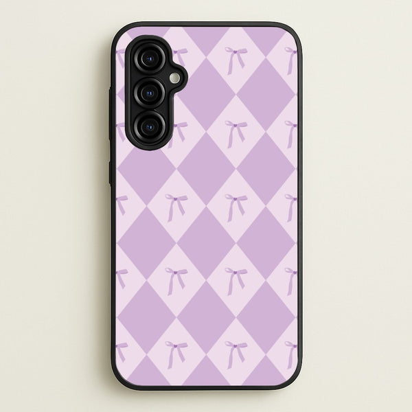 Purple Argyle Coquette Pattern  - Clean Girl Aesthetic Phone Case for Galaxy A54