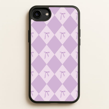 Purple Argyle Coquette Pattern  - Clean Girl Aesthetic Phone Case for iPhone 6 / 7 / 8 / SE