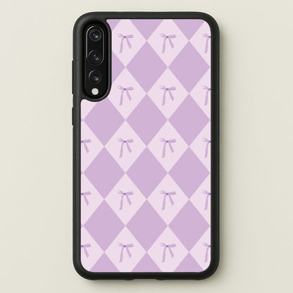 Purple Argyle Coquette Pattern  - Clean Girl Aesthetic Phone Case for Huawei P20 Pro