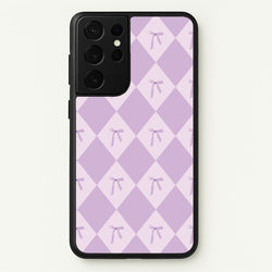 Purple Argyle Coquette Pattern  - Clean Girl Aesthetic Phone Case for Galaxy S21 Ultra