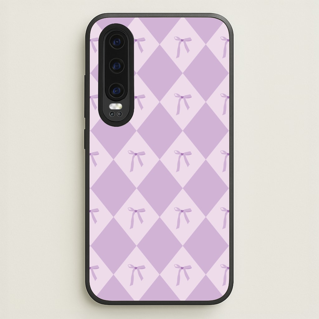 Purple Argyle Coquette Pattern  - Clean Girl Aesthetic Phone Case for Huawei P30