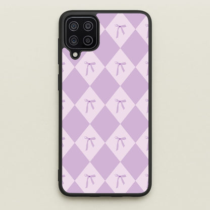 Purple Argyle Coquette Pattern  - Clean Girl Aesthetic Phone Case for Galaxy A12