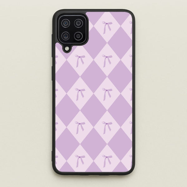 Purple Argyle Coquette Pattern  - Clean Girl Aesthetic Phone Case for Galaxy A12