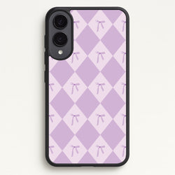 Purple Argyle Coquette Pattern  - Clean Girl Aesthetic Phone Case for Galaxy S25 Edge