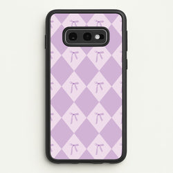 Purple Argyle Coquette Pattern  - Clean Girl Aesthetic Phone Case for Galaxy S10e