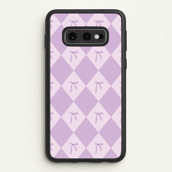 Purple Argyle Coquette Pattern  - Clean Girl Aesthetic Phone Case for Galaxy S10e
