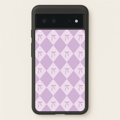 Purple Argyle Coquette Pattern  - Clean Girl Aesthetic Phone Case for Google Pixel 6
