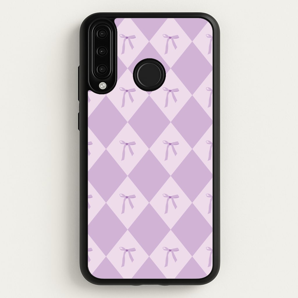 Purple Argyle Coquette Pattern  - Clean Girl Aesthetic Phone Case for Huawei P30 Lite