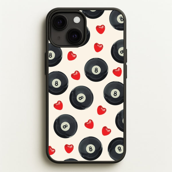 8-Balls And Hearts Pattern  - Clean Girl Aesthetic Phone Case for iPhone 13 Mini