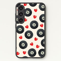 8-Balls And Hearts Pattern  - Clean Girl Aesthetic Phone Case for Galaxy S25