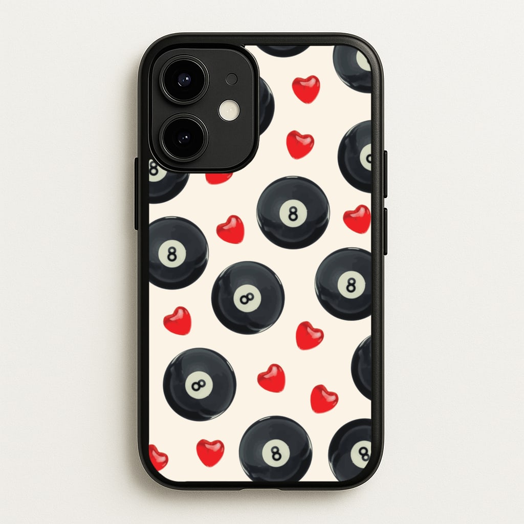 8-Balls And Hearts Pattern  - Clean Girl Aesthetic Phone Case for iPhone 12 / 12 Pro