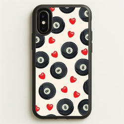 8-Balls And Hearts Pattern  - Clean Girl Aesthetic Phone Case for iPhone X / XS