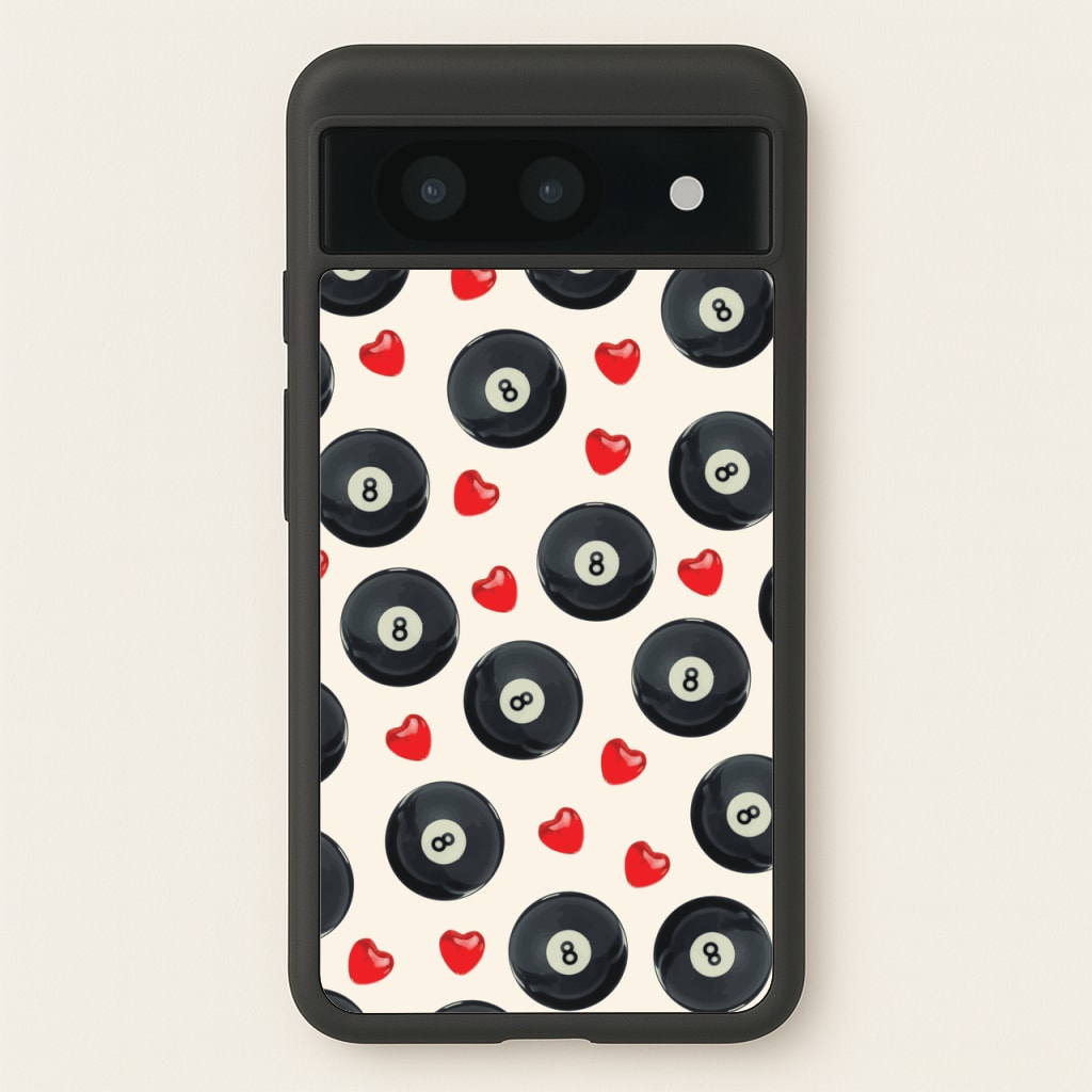 8-Balls And Hearts Pattern  - Clean Girl Aesthetic Phone Case for Google Pixel 8a