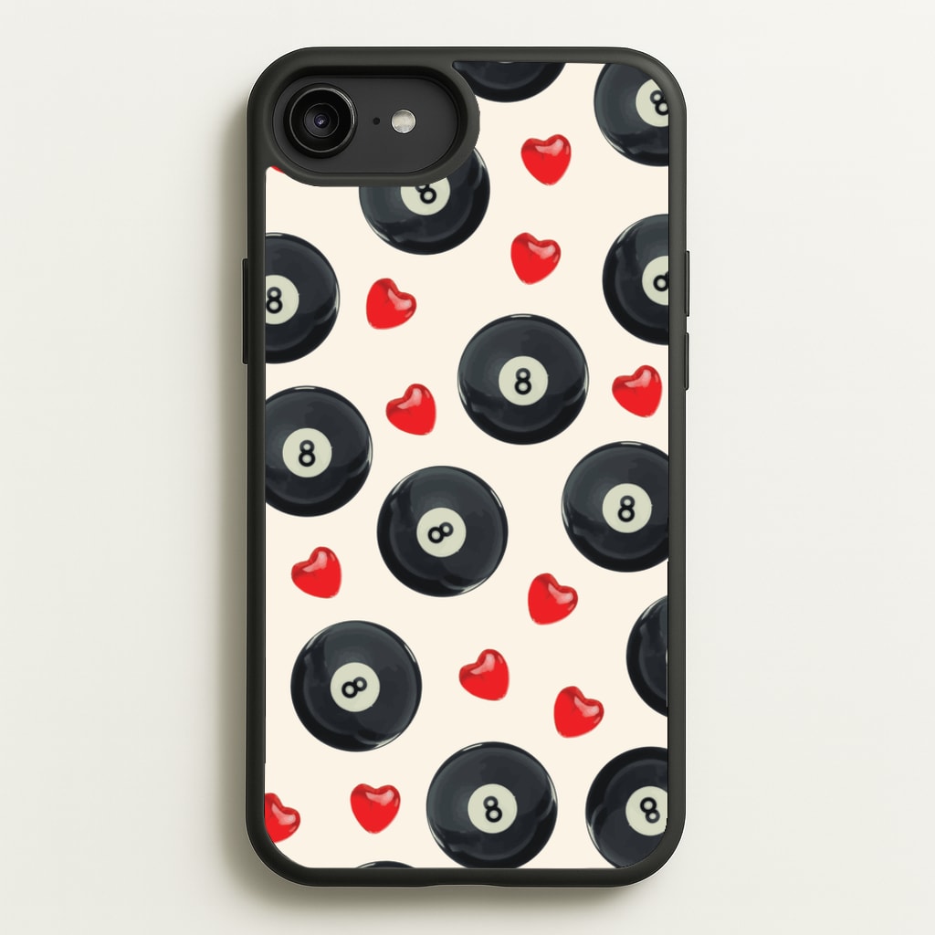 8-Balls And Hearts Pattern  - Clean Girl Aesthetic Phone Case for iPhone 6 Plus / 7 Plus / 8 Plus