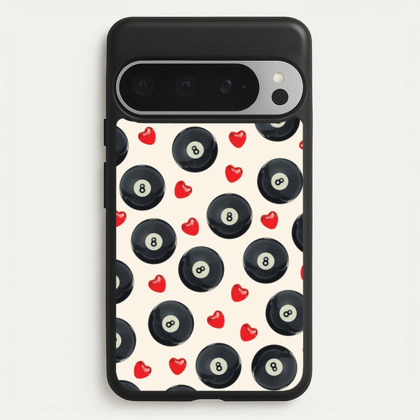 8-Balls And Hearts Pattern  - Clean Girl Aesthetic Phone Case for Google Pixel 9 Pro XL