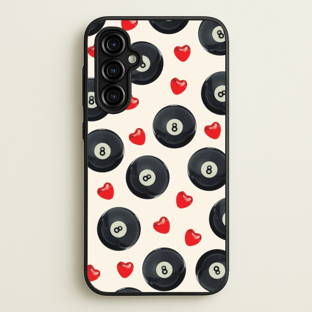 8-Balls And Hearts Pattern  - Clean Girl Aesthetic Phone Case for Galaxy A54
