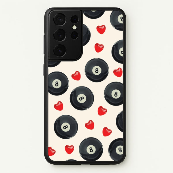 8-Balls And Hearts Pattern  - Clean Girl Aesthetic Phone Case for Galaxy S21 Ultra