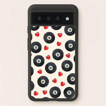 8-Balls And Hearts Pattern  - Clean Girl Aesthetic Phone Case for Google Pixel 7 Pro