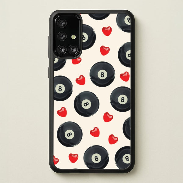 8-Balls And Hearts Pattern  - Clean Girl Aesthetic Phone Case for Galaxy A71