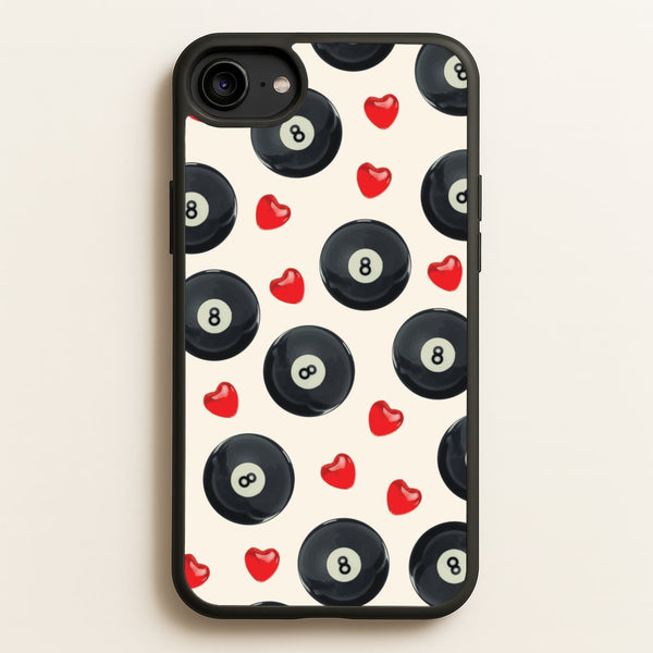 8-Balls And Hearts Pattern  - Clean Girl Aesthetic Phone Case for iPhone 6 / 7 / 8 / SE