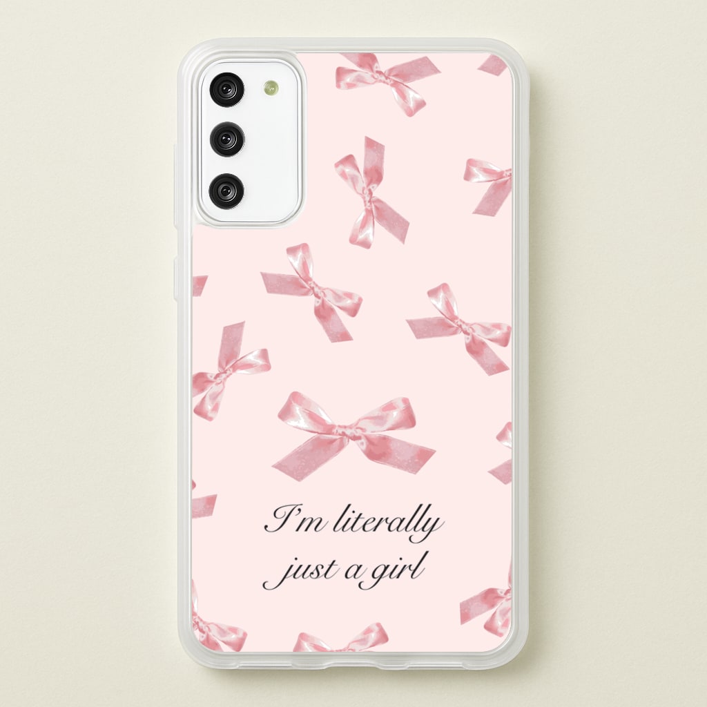 I'm Literally Just A Girl Bows Pattern  - Clean Girl Aesthetic Phone Case for Galaxy S20FE