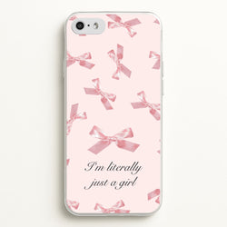 I'm Literally Just A Girl Bows Pattern  - Clean Girl Aesthetic Phone Case for iPhone 5 / 5s / SE 2016
