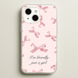 I'm Literally Just A Girl Bows Pattern  - Clean Girl Aesthetic Phone Case for iPhone 14