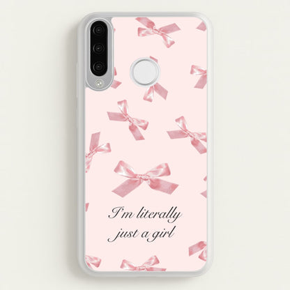 I'm Literally Just A Girl Bows Pattern  - Clean Girl Aesthetic Phone Case for Huawei P30 Lite