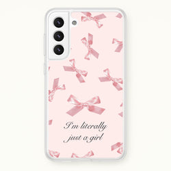 I'm Literally Just A Girl Bows Pattern  - Clean Girl Aesthetic Phone Case for Galaxy S21