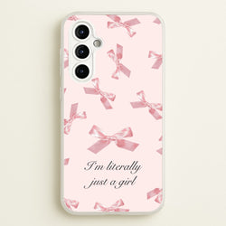 I'm Literally Just A Girl Bows Pattern  - Clean Girl Aesthetic Phone Case for Galaxy A54