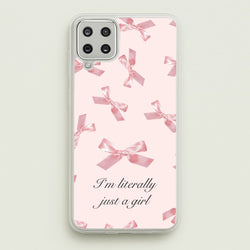 I'm Literally Just A Girl Bows Pattern  - Clean Girl Aesthetic Phone Case for Galaxy A12