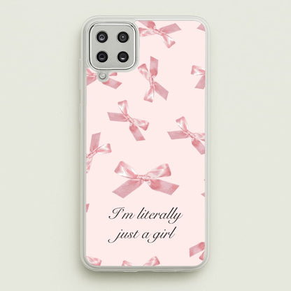 I'm Literally Just A Girl Bows Pattern  - Clean Girl Aesthetic Phone Case for Galaxy A12