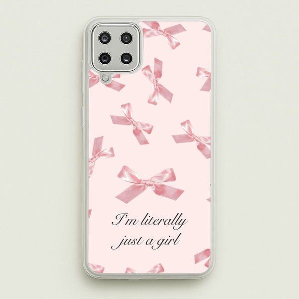 I'm Literally Just A Girl Bows Pattern  - Clean Girl Aesthetic Phone Case for Galaxy A12