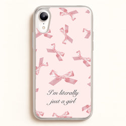 I'm Literally Just A Girl Bows Pattern  - Clean Girl Aesthetic Phone Case for iPhone XR