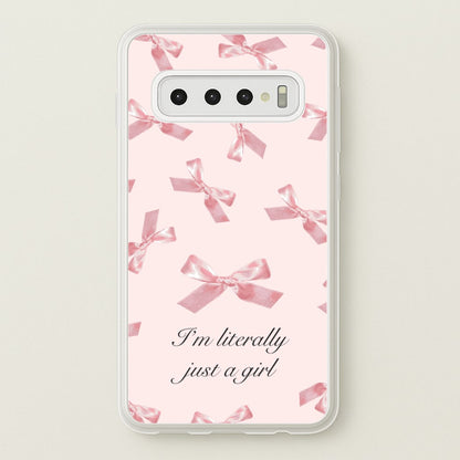 I'm Literally Just A Girl Bows Pattern  - Clean Girl Aesthetic Phone Case for Galaxy S10 Plus