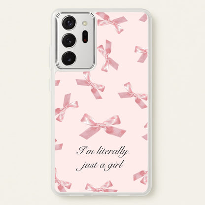 I'm Literally Just A Girl Bows Pattern  - Clean Girl Aesthetic Phone Case for Galaxy Note 20 Ultra