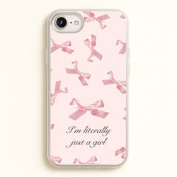 I'm Literally Just A Girl Bows Pattern  - Clean Girl Aesthetic Phone Case for iPhone 6 Plus / 7 Plus / 8 Plus