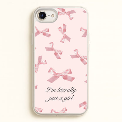 I'm Literally Just A Girl Bows Pattern  - Clean Girl Aesthetic Phone Case for iPhone 6 Plus / 7 Plus / 8 Plus