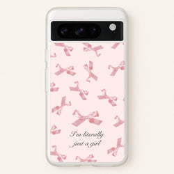 I'm Literally Just A Girl Bows Pattern  - Clean Girl Aesthetic Phone Case for Google Pixel 8 Pro
