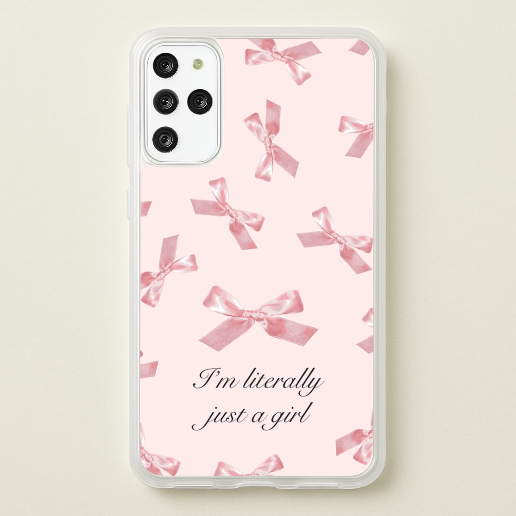I'm Literally Just A Girl Bows Pattern  - Clean Girl Aesthetic Phone Case for Galaxy S20 Plus