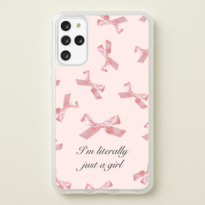 I'm Literally Just A Girl Bows Pattern  - Clean Girl Aesthetic Phone Case for Galaxy S20 Plus