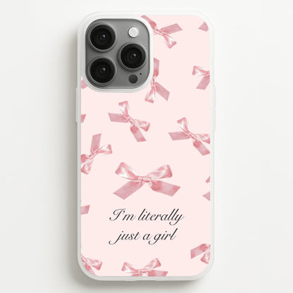 I'm Literally Just A Girl Bows Pattern  - Clean Girl Aesthetic Phone Case for iPhone 13 Pro Max