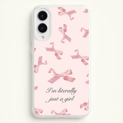 I'm Literally Just A Girl Bows Pattern  - Clean Girl Aesthetic Phone Case for Galaxy S25 Edge