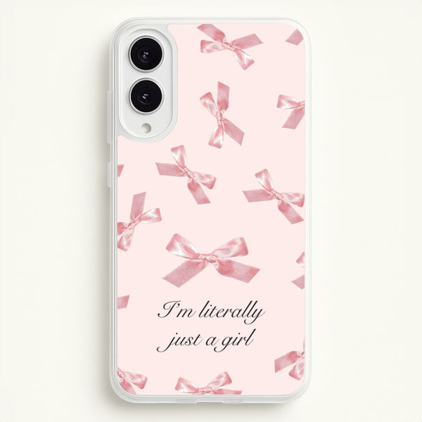 I'm Literally Just A Girl Bows Pattern  - Clean Girl Aesthetic Phone Case for Galaxy S25 Edge