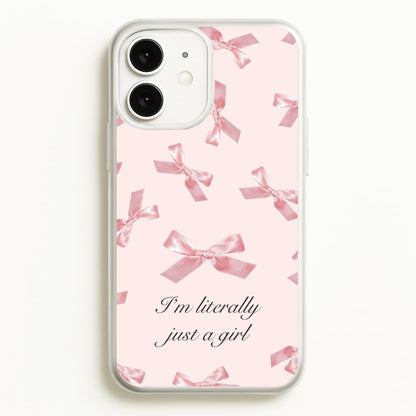 I'm Literally Just A Girl Bows Pattern  - Clean Girl Aesthetic Phone Case for iPhone 11