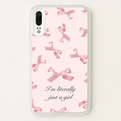 I'm Literally Just A Girl Bows Pattern  - Clean Girl Aesthetic Phone Case for Huawei P20