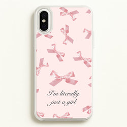 I'm Literally Just A Girl Bows Pattern  - Clean Girl Aesthetic Phone Case for iPhone XS Max