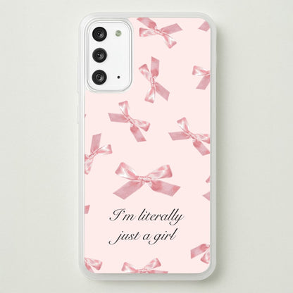 I'm Literally Just A Girl Bows Pattern  - Clean Girl Aesthetic Phone Case for Galaxy Note 20