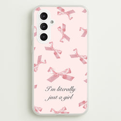 I'm Literally Just A Girl Bows Pattern  - Clean Girl Aesthetic Phone Case for Galaxy S23FE