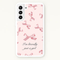 I'm Literally Just A Girl Bows Pattern  - Clean Girl Aesthetic Phone Case for Galaxy S22 Plus